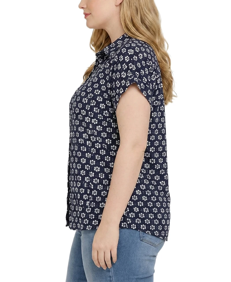 Ny Collection Plus Size Short Sleeve Lace Blouse