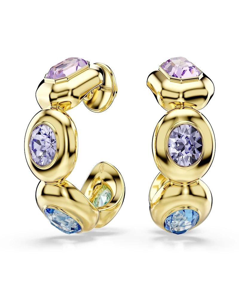 Swarovski Gold-Tone Plated Brass Hoop Earrings
