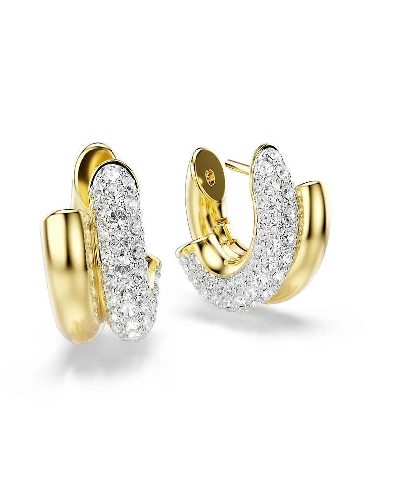 Swarovski Gold-Tone Plated Gleaming Clear Crystal Pave Earrings