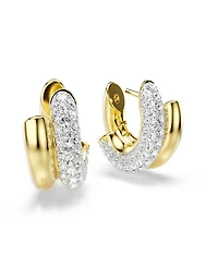 Swarovski Gold-Tone Plated Gleaming Clear Crystal Pave Earrings