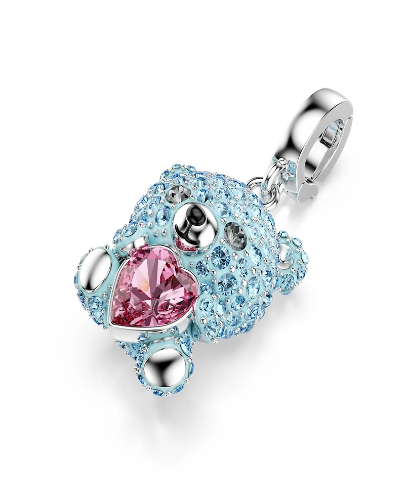 Swarovski Rhodium-Plated Playful Teddy Bear Charm