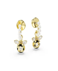 Swarovski Gold-Tone Plated Two Busy Bees Mini Hoop Earrings