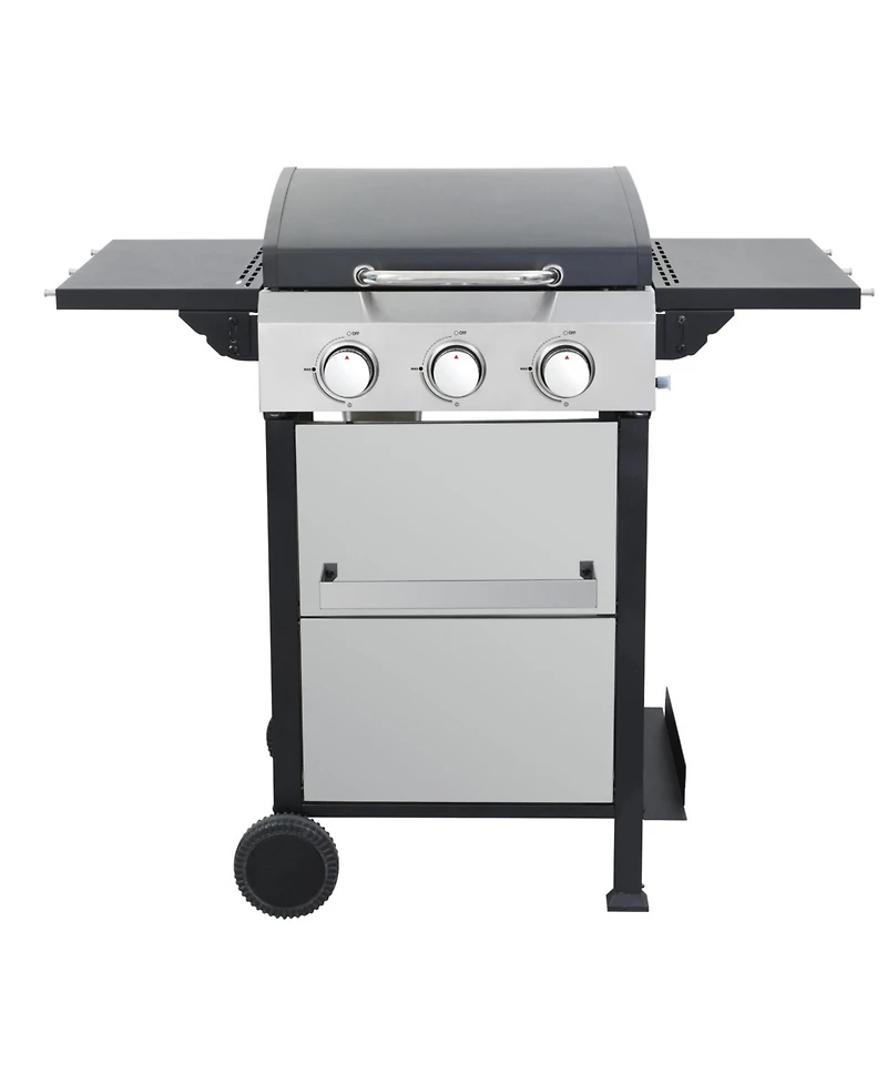 Asagikoiai 3-Burner Propane Gas Grill with Foldable Side Tables and Ss Plancha