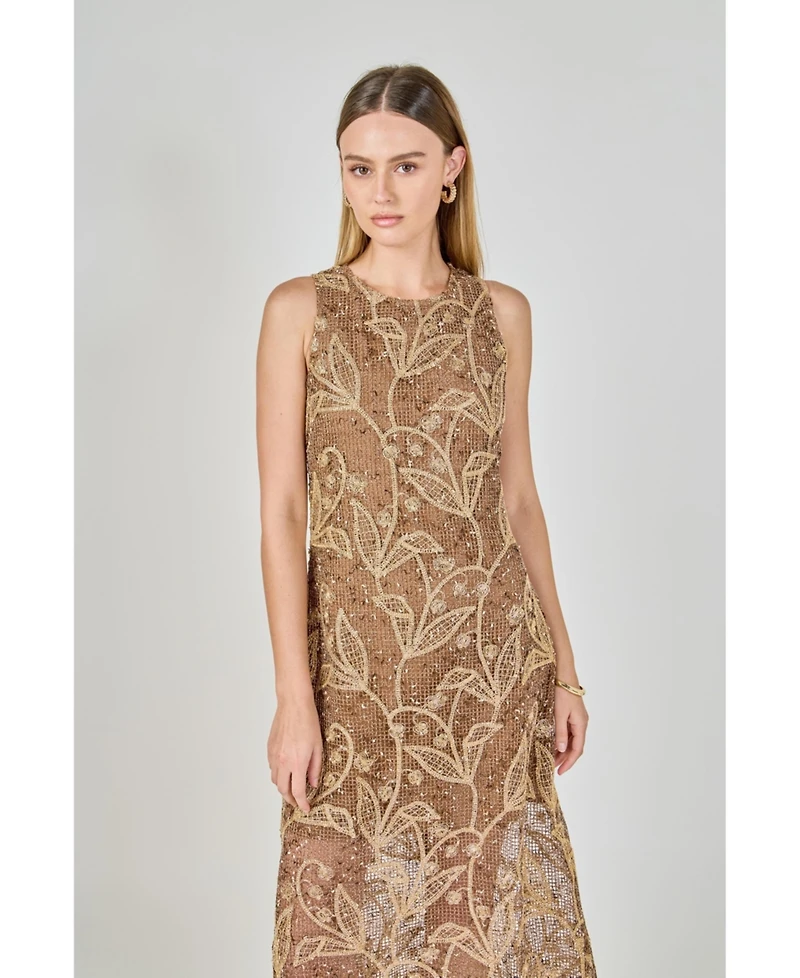 endless rose Women's Textured Sleeveless Maxi Dress