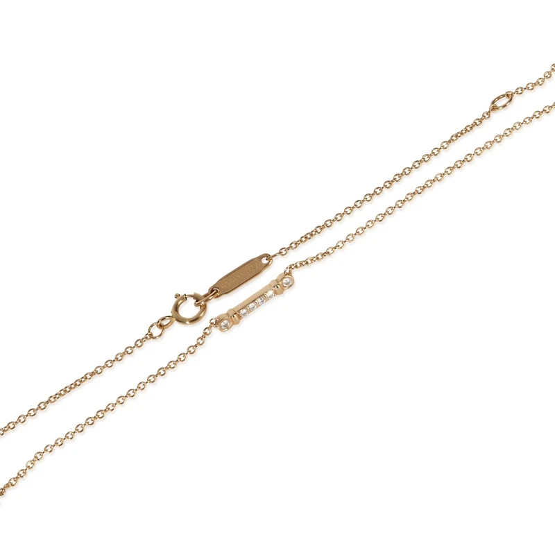 Pre-Owned Tiffany & Co Rose Gold Diamond Fluer De Lis Bar Necklace