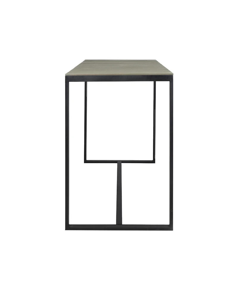 flynama Acacia Wood and Metal Industrial Outdoor Bar Table