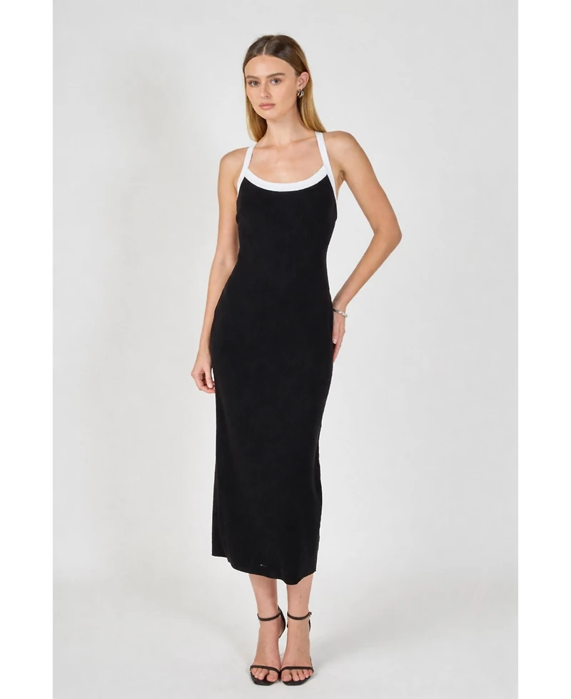 endless rose Women's Cross Back Knit Midi Dress