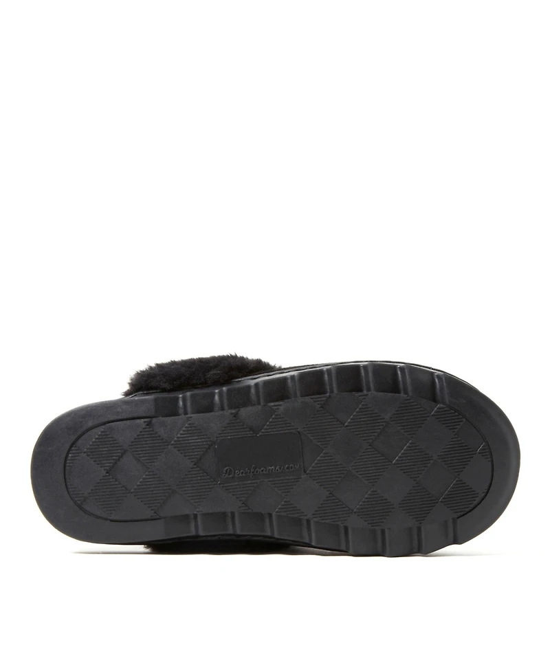 Dearfoams Women's Helena Genuine Suede Scuff House Shoe Slipper