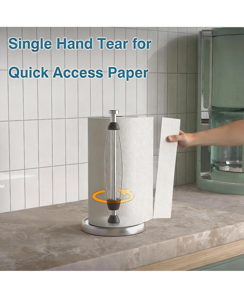 Yigii One-Hand Tear Paper Towel Holder, Stainless Steel, Weighted Base