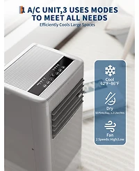 Xo 8,000 Btu Portable Ac with Remote, 24-Hour Timer, Sleep Mode and Window Kit, Doe Certified for Rooms Up to 350 Sq. Ft