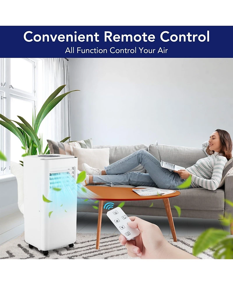 Xo 10,000 Btu Portable Ac, 3-in-1 Cooling, Dehumidifier and Fan, Auto Swing, Sleep Mode and 24-Hour Timer, Window Kit