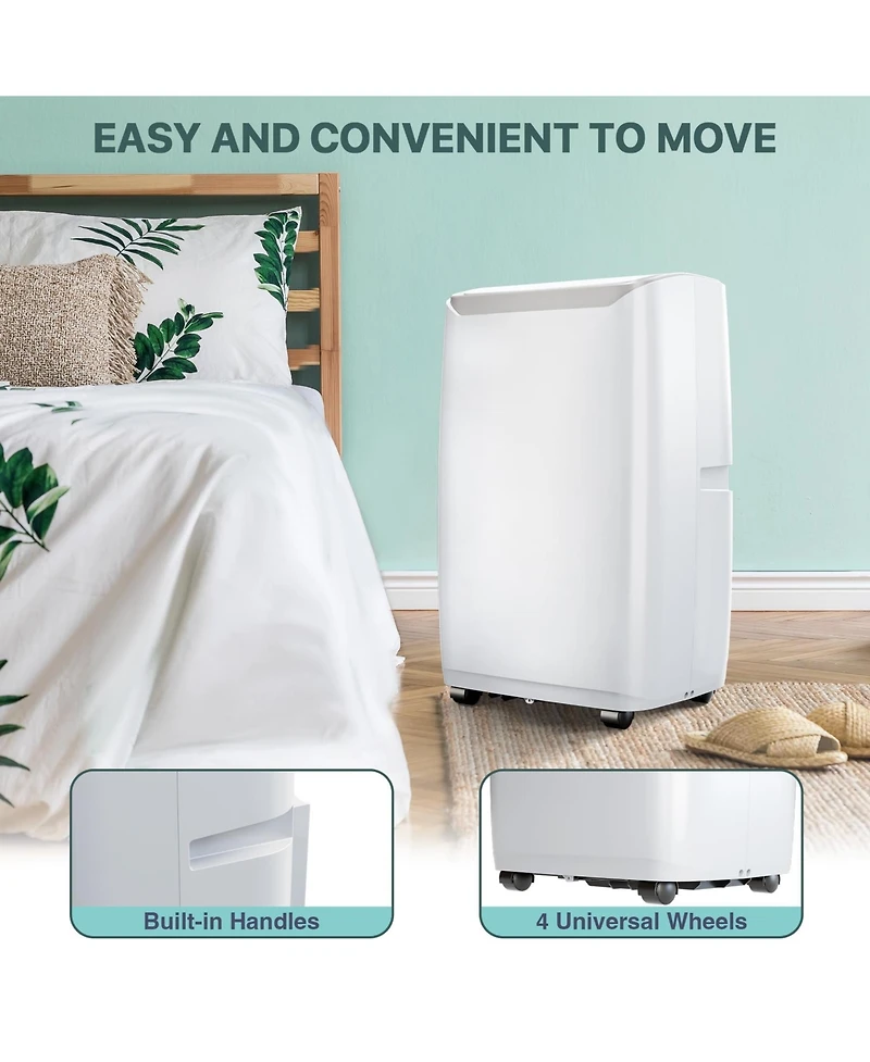 Xo 12,000 Btu Portable Ac, 3-in-1 Cooling, Fan and Dehumidifier, Auto Swing, Quiet Remote, 24-Hour Timer, Window Kit