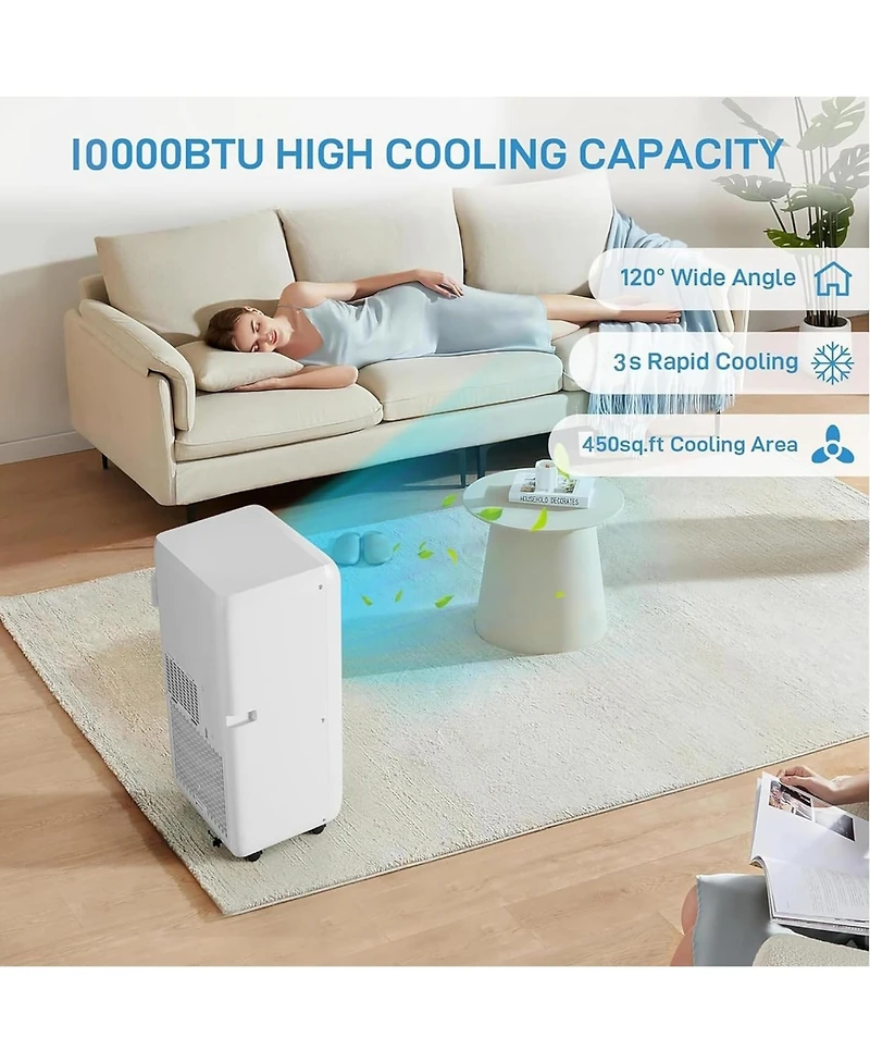 Xo 10000 Btu Portable Air Conditioner with Remote, 3-in-1 Cooling, Dehumidifier and Fan for Rooms up to 450 Sq.Ft