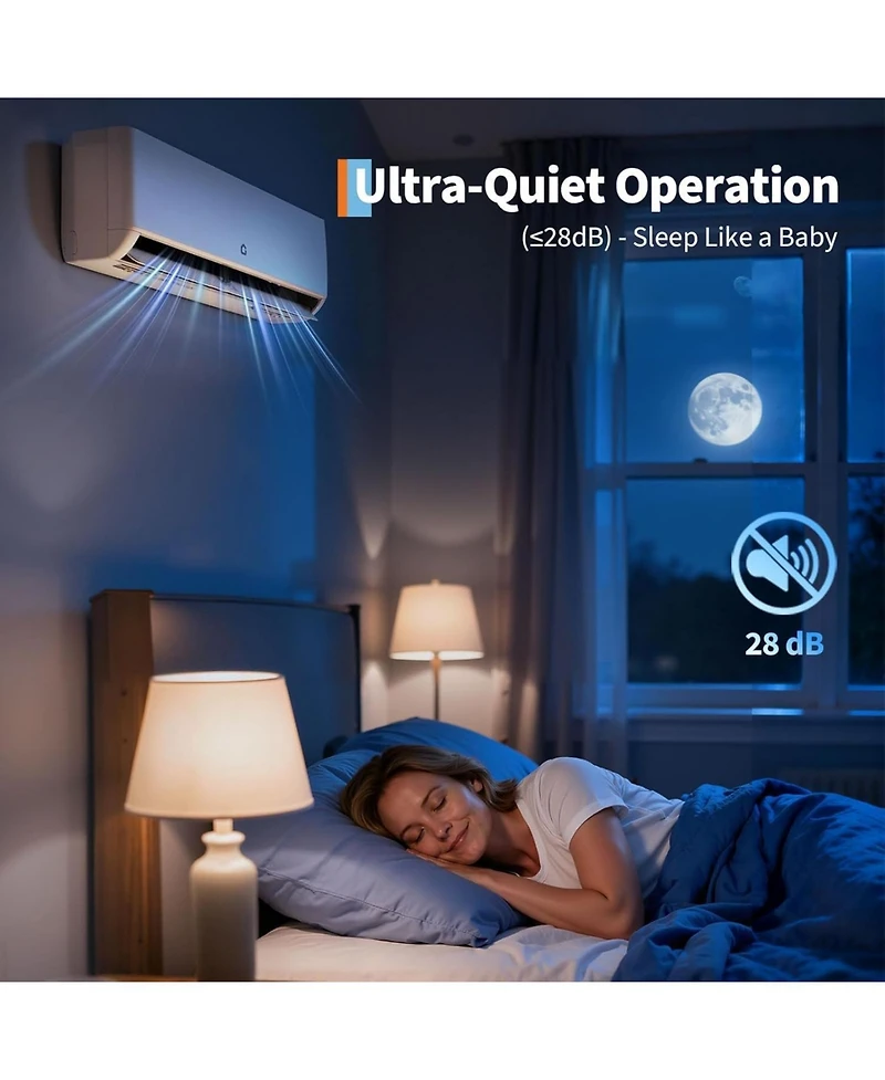 Xo 35000 Btu 3-Zone Mini Split Ac and Heat Pump, 9k+18k+18k, 19 SEER2, WiFi Alexa, Pre-Charged, 230V
