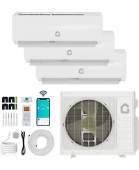 Xo 35000 Btu 3-Zone Mini Split Ac and Heat Pump, 12k+12k+12k, 19 SEER2, WiFi Alexa, Pre-Charged, 230V