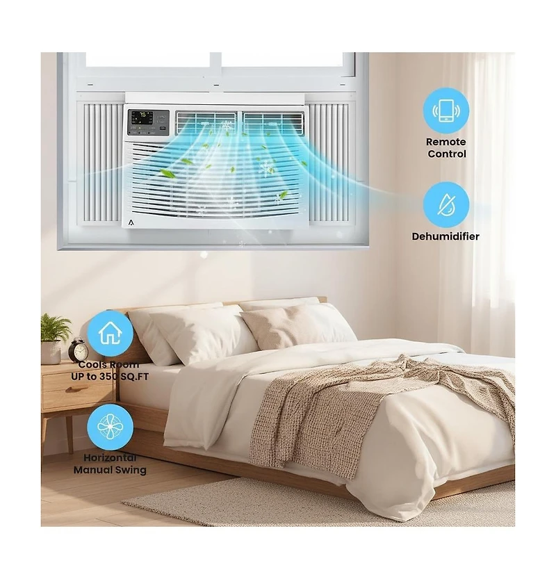 Xo 8000 Btu Window Air Conditioner, Fast Cooling to 350 Sq.Ft.,WiFi and Remote