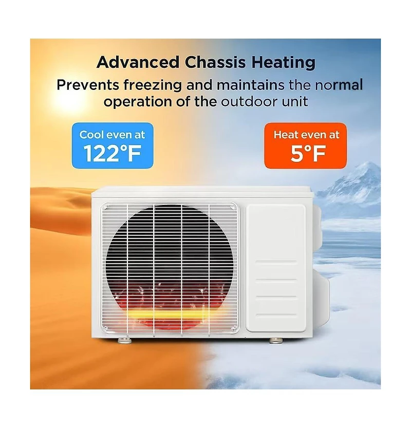Xo 11500 Btu Mini Split Air Conditioner, 17 SEER2 Efficiency Cooling/Heating Up to 750 Sq.ft. with WiFi and Remote Control, 115V