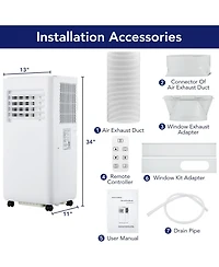 Xo 10000 Btu 3-in-1 Portable Air Conditioner for Bedroom, Cools Up to 450 Sq. ft. with Dehumidifier, Secure Hose and Tool-Free Window Kit