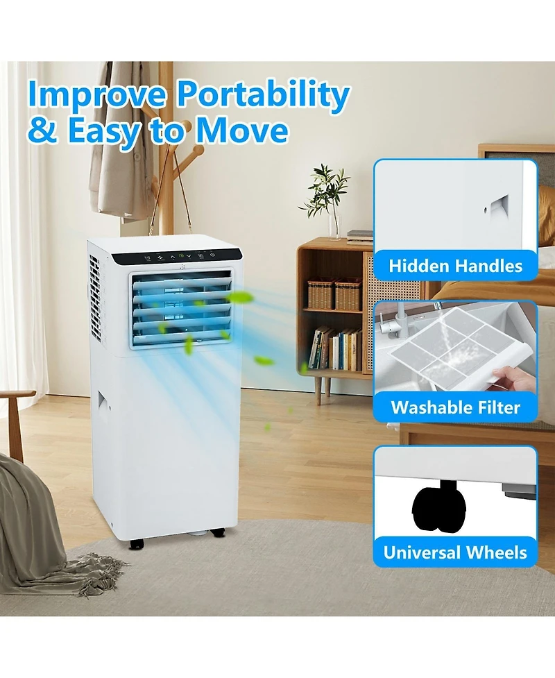 Xo 8000 Btu Portable Air Conditioner with Cool, Fan, Dehumidifier and Sleep Mode for Rooms Up to 350 Sq. Ft.