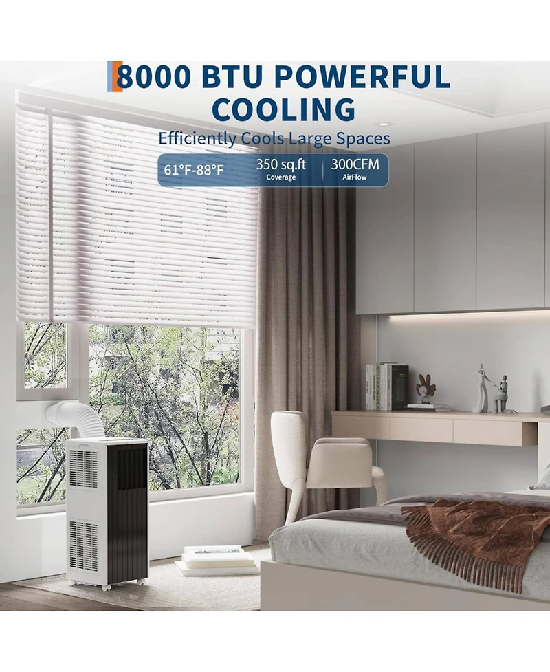 Xo 8000 Btu Plus Portable Air Conditioners, 3 in 1 with Cool, Dry, Fan Modes for Bedroom up to 350 Sq.Ft.