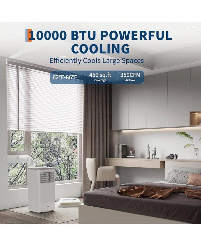 Xo 10,000 Btu Portable Air Conditioner with Heating, Fan and Dehumidifier Quiet Operation, Cools up to 450 Sq. Ft.