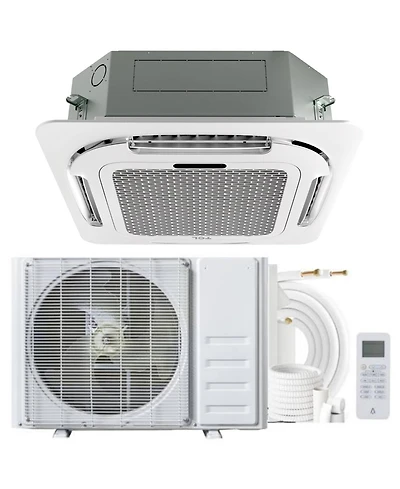 Xo 9000 Btu Ceiling Cassette Mini Split Ac and Heat Pump, 23 SEER2, 230V, WiFi, 360degree(s) Airflow, 25FT Install Kit