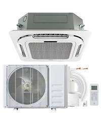 Xo 9000 Btu Ceiling Cassette Mini Split Ac and Heat Pump, 23 SEER2, 230V, WiFi, 360degree(s) Airflow, 25FT Install Kit