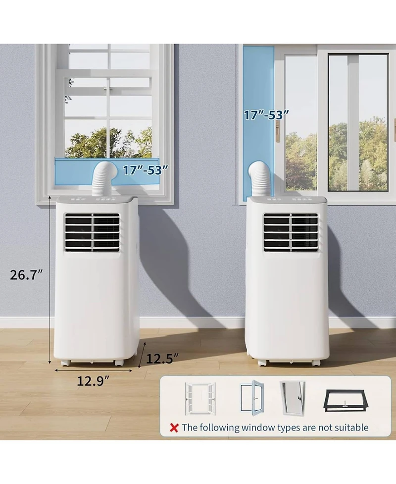 Xo 8,000 Btu Efficient 3-in-1 Portable Air Conditioner with Fan and Dehumidifier for Home, Easy Installation