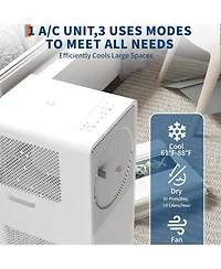 Xo 3-in-1 Quiet 14000 Btu Portable Air Conditioner for Large Room Bedroom, Covers up to 750 Sq.Ft. White