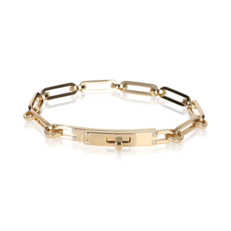 Pre-Owned HERMES Yellow Gold Diamond Small Kelly Chaine Bracelet