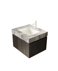 Sillysis 24 Inches Floating Bathroom Vanity with Italian Sintered Stone Top, Plywood Cabinet, Ceramic Sink, Soft Close Storage, Pre-assembled