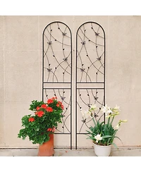 Clihome Metal Garden Trellis 86.7" x 19.7" Rustproof Trellis for Climbing Plants Outdoor Flower Support Butterfly Deco