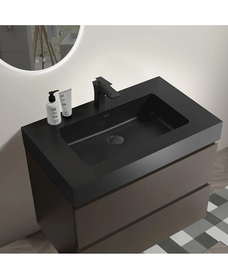 Sillysis 30" Floating Bathroom Vanity with Sink, Wall Mounted Modern Storage Cabinet without Faucet, Pre-Assembled
