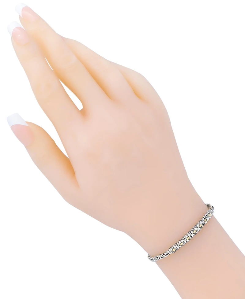 Devata Dragon Skin with Borobudur Chain Bracelet Sterling Silver and 18K Gold Accents