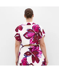 City Chic Women's Holiday Bloom Print Shirt