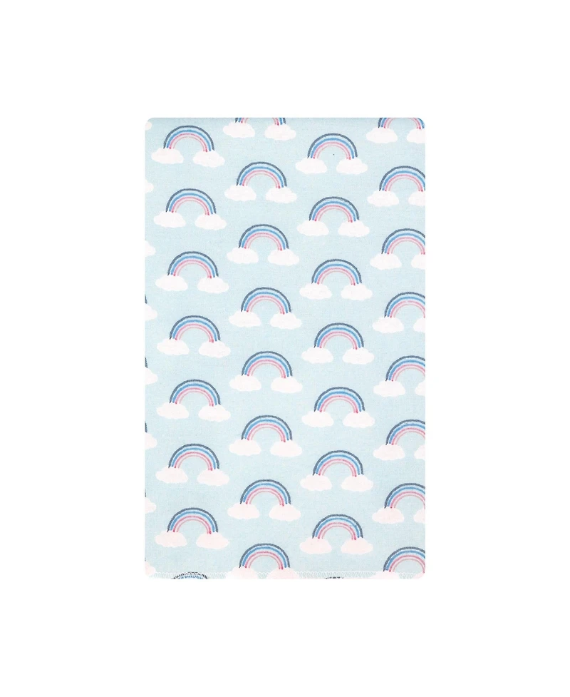 Hudson Baby Girl Cotton Poly Flannel Burp Cloths Bundle, Cloudy Rainbow