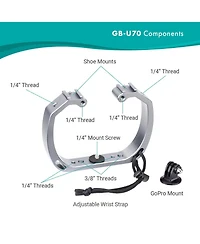 Movo Gb-U70 Underwater Diving Rig with Cold Shoe Mounts & Wrist Strap for GoPro and other Waterproof Action Cams