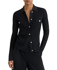 Reiss Women's Harri Button-Through Knitted Top with Collar