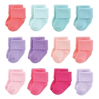 Hudson Baby Infant Girls Cotton Rich Newborn and Terry Socks -Pack
