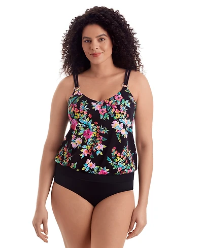 ShapeSolver Women's V-Neck Blouson Tankini Top