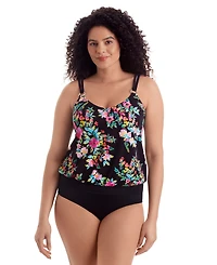 ShapeSolver Women's V-Neck Blouson Tankini Top
