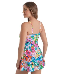 ShapeSolver Women's Square Neck Princess Seam Swim Dress