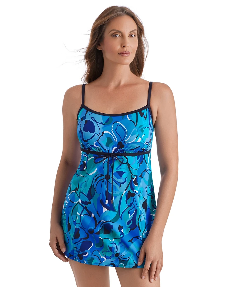 ShapeSolver Sport by Mimi Flamingo Women's Scoop Neck Printed Swim Dress