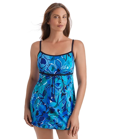 ShapeSolver Sport by Mimi Flamingo Women's Scoop Neck Printed Swim Dress