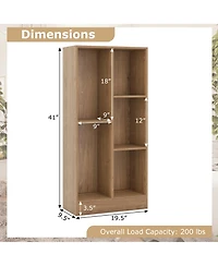 Gymax 5 Cube Bookshelf 41 Inch Floor Bookcase with 2 Anti Tipping Kits Freestanding Storage