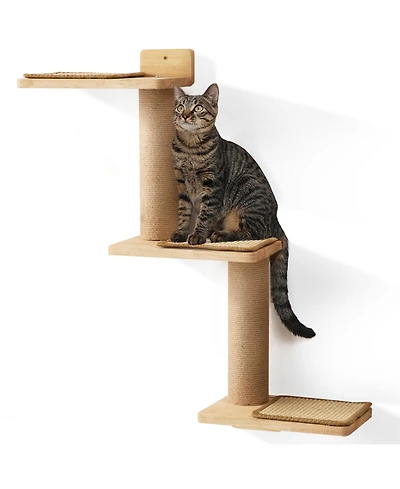 Aronkl 3 in 1 Transformable Cat Wall Shelves Perch Scratcher Climb Play Nap Stable Material
