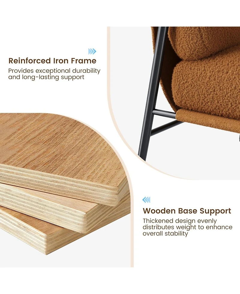 gaomon Modern Accent Chair, Comfy Chair with Metal Frame Wooden Armrest, Cozy Reading Chair with Soft Cushion for Bedroom