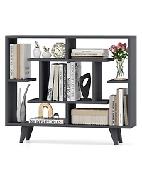 Gymax Bookshelf Geometric Bookcase with Anti Tipping Kit Storage Shelving Unit