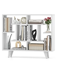 Gymax Bookshelf Geometric Bookcase with Anti Tipping Kit Storage Shelving Unit
