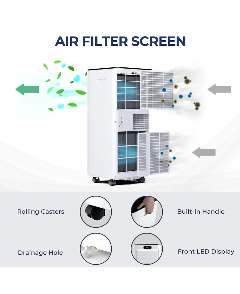 Ecooso 10000 Btu 4-in-1 Portable Air Conditioner for Rooms up to 350 sq.ft